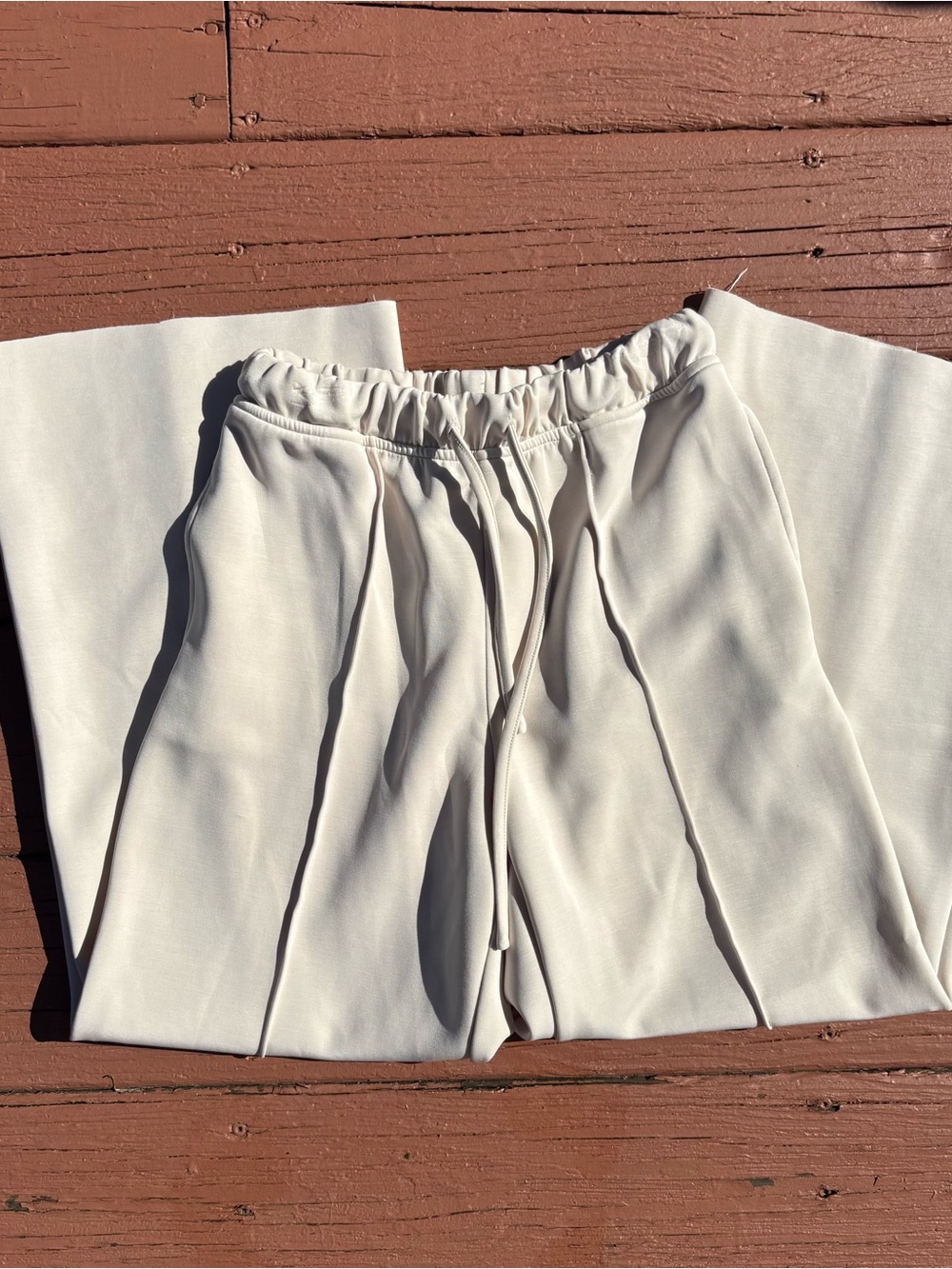 stradivarius Light Cream Elastic Waist wide leg Pants XXS
